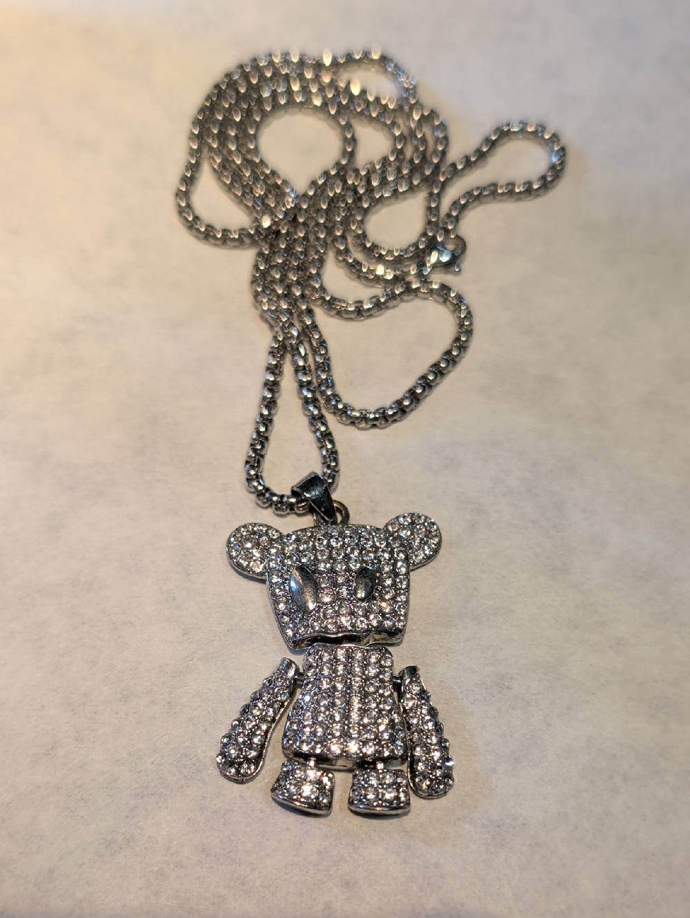 Crystal Pavé Teddy Bear Pendant Necklace